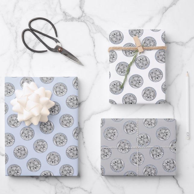 Keeshond-Malerei Kees Niedliche Original-Haustier- Geschenkpapier Set (Vorderseite)