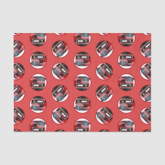 Keeshond Malerei Weihnachten Alter roter LKW Hunde Seidenpapier (Vorderseite)