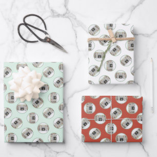 Keeshond-Malerei Weihnachtshund am Kamin Kunst Geschenkpapier Set