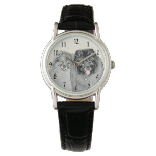 Keeshond Mama and Son Painting - Originelle Hundek Armbanduhr