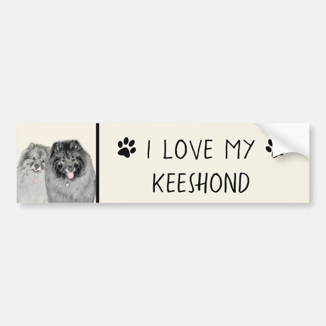 Keeshond Mama and Son Painting - Originelle Hundek Autoaufkleber (Vorne)