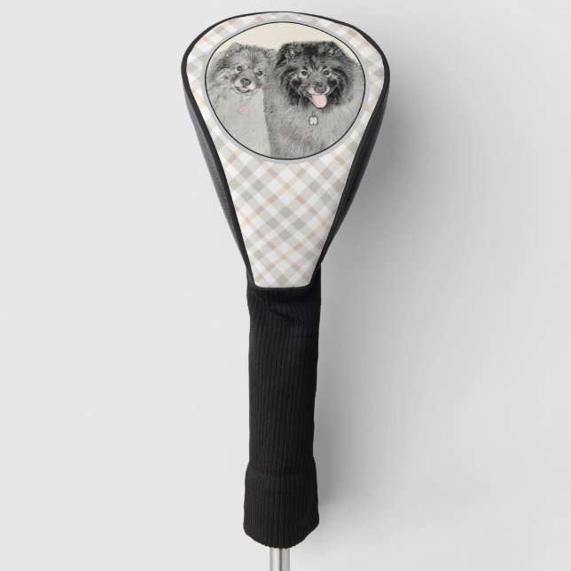 Keeshond Mama and Son Painting - Originelle Hundek Golf Headcover (Vorderseite)