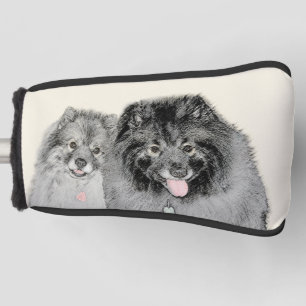 Keeshond Mama and Son Painting - Originelle Hundek Golf Headcover