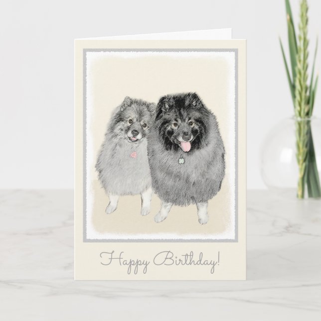 Keeshond Mama and Son Painting - Originelle Hundek Karte (Vorderseite)