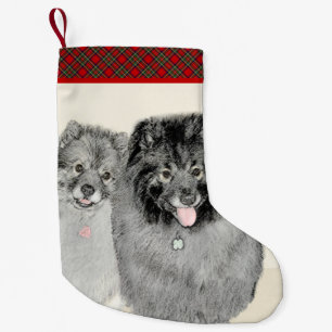 Keeshond Mama and Son Painting - Originelle Hundek Kleiner Weihnachtsstrumpf
