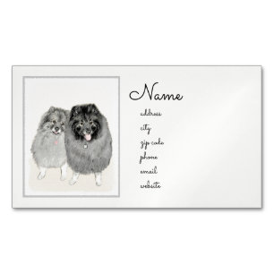 Keeshond Mama and Son Painting - Originelle Hundek Magnetische Visitenkarte