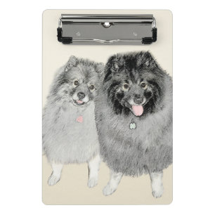 Keeshond Mama and Son Painting - Originelle Hundek Mini Klemmbrett
