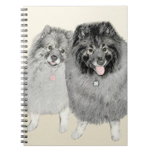 Keeshond Mama and Son Painting - Originelle Hundek Notizblock