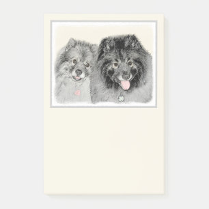 Keeshond Mama and Son Painting - Originelle Hundek Post-it Klebezettel