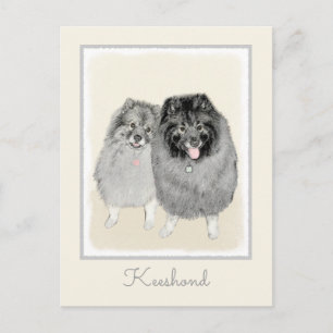 Keeshond Mama and Son Painting - Originelle Hundek Postkarte
