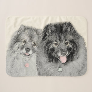 Keeshond Mama and Son Painting - Originelle Hundek Sherpadecke