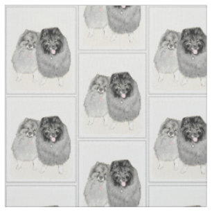Keeshond Mama and Son Painting - Originelle Hundek Stoff