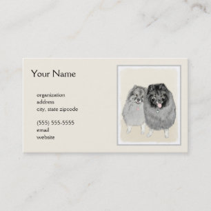 Keeshond Mama and Son Painting - Originelle Hundek Telefonnummerkarte