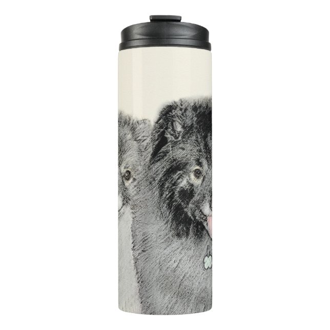 Keeshond Mama and Son Painting - Originelle Hundek Thermosbecher (Vorderseite)