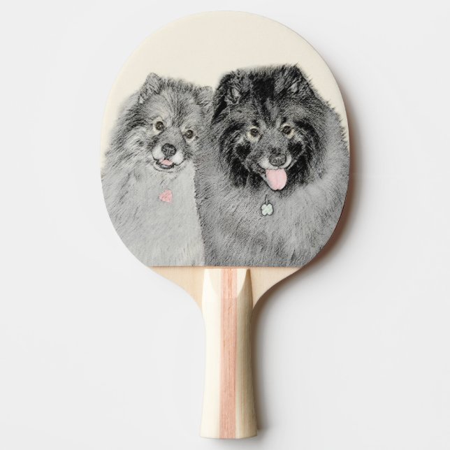 Keeshond Mama and Son Painting - Originelle Hundek Tischtennis Schläger (Vorderseite)