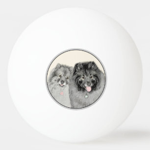 Keeshond Mama and Son Painting - Originelle Hundek Tischtennisball