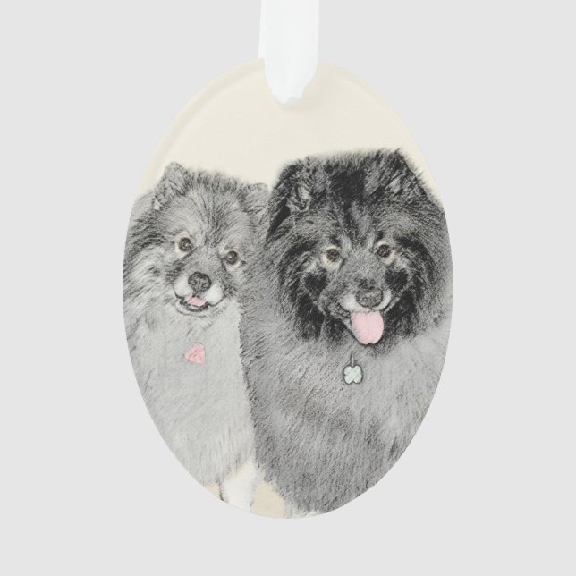 Keeshond Maman et Son Peinture - Art Chien origina (dos)