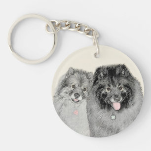 Keeshond Maman et Son Peinture - Art Chien origina