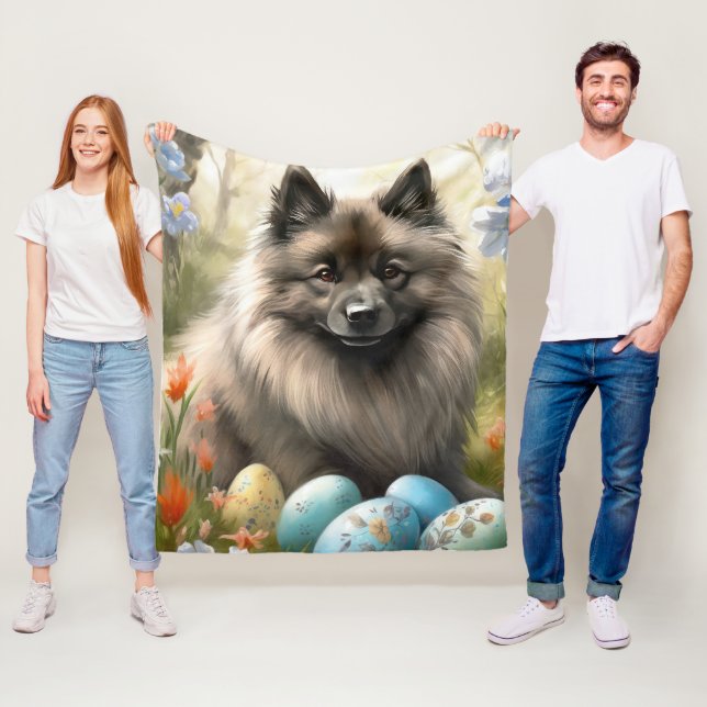 Keeshond mit Ostereiern Fleecedecke (Beispiel)