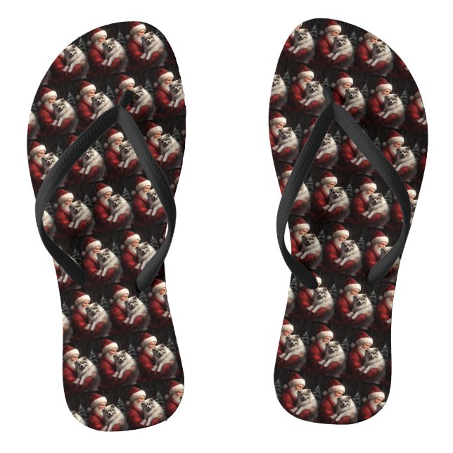 Keeshond mit Weihnachtsfeiern Flip Flops (Fußbett)