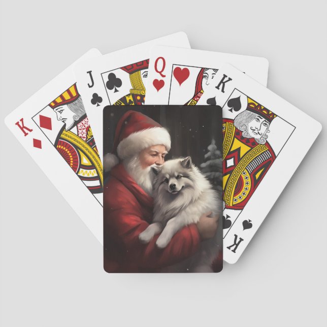 Keeshond mit Weihnachtsfeiern Spielkarten (Rückseite)