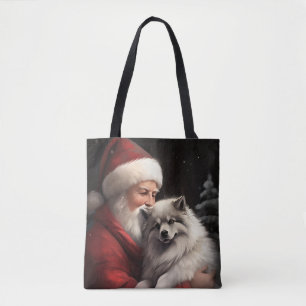 Keeshond mit Weihnachtsfeiern Tasche