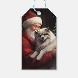 Keeshond mit Weihnachtsmann Festive Weihnachten Geschenkanhänger