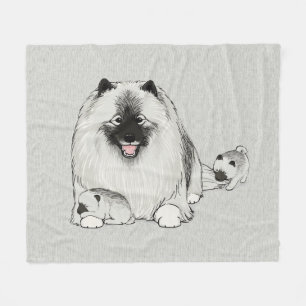 Keeshond mit Welpen   Niedlich Keesie Dog Family Fleecedecke