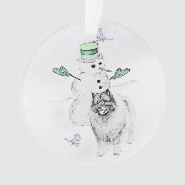 Keeshond Noël Snowman Peinture Chien Art (devant)