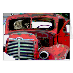 Keeshond Noël Vieux Camion Peinture Chien Art