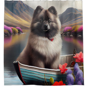 Keeshond on a Paddle: Ein Landschaftliches Abenteu Duschvorhang
