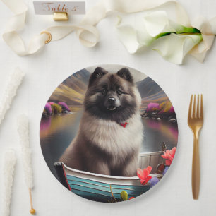 Keeshond on a Paddle: Ein Landschaftliches Abenteu Pappteller