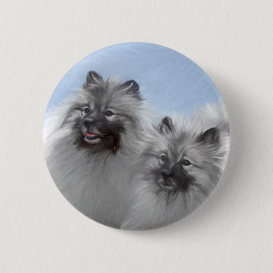 Keeshond-Paar Kees-Malerei Original-Tierkunst Button