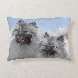 Keeshond-Paar Kees-Malerei Originale Tierkunst Dekokissen