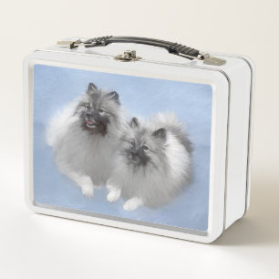 Keeshond-Paar Kees-Malerei Originale Tierkunst Metall Brotdose