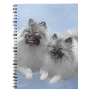 Keeshond-Paar Kees-Malerei Originale Tierkunst Notizblock