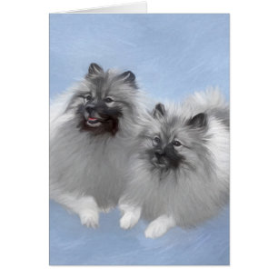 Keeshond Pair of Kees Painting Original Animal Art