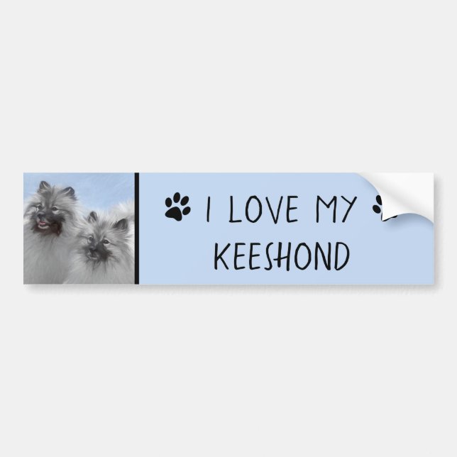 Keeshond Pair of Kees Painting Original Animal Art Autoaufkleber (Vorne)