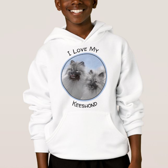 Keeshond Pair of Kees Painting Original Animal Art Hoodie (Vorderseite)