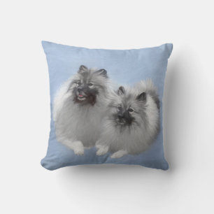 Keeshond Pair of Kees Painting Original Animal Art Kissen