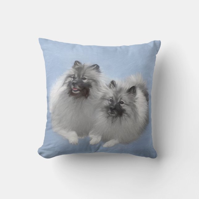 Keeshond Pair of Kees Painting Original Animal Art Kissen (Vorderseite)