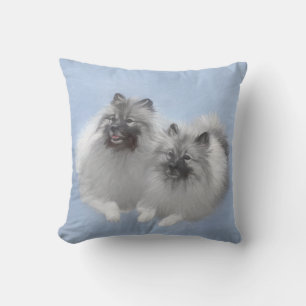 Keeshond Pair of Kees Painting Original Animal Art Kissen