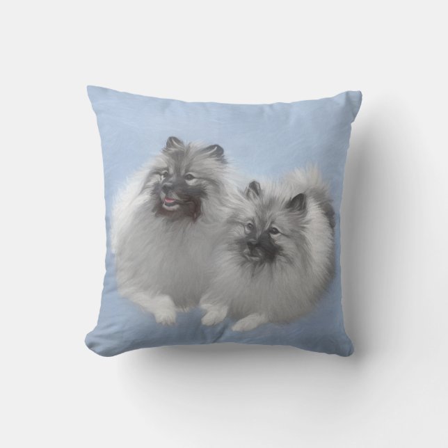 Keeshond Pair of Kees Painting Original Animal Art Kissen (Vorderseite)