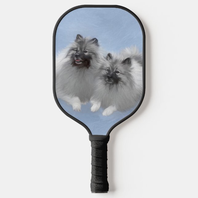 Keeshond Pair of Kees Painting Original Animal Art Pickleball Schläger (Vorderseite)