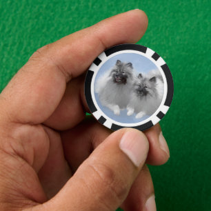 Keeshond Pair of Kees Painting Original Animal Art Pokerchips
