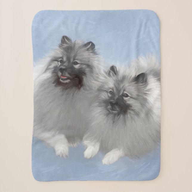 Keeshond Pair of Kees Painting Original Animal Art Sherpadecke (Vorderseite)