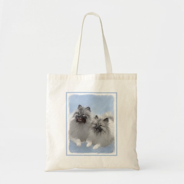 Keeshond Pair of Kees Painting Original Animal Art Tragetasche (Vorne)