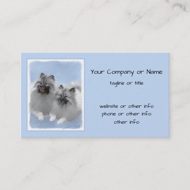 Keeshond Pair of Kees Painting Original Animal Art Visitenkarte (Vorderseite)