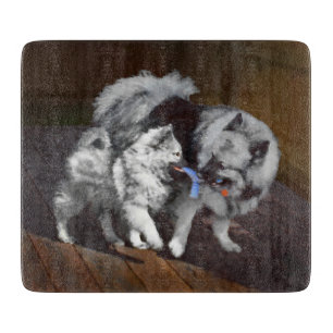 Keeshond Play-time Malerei - Niedliche Original Hu Schneidebrett