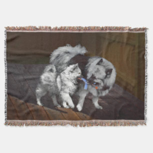 Keeshond Playtime Malerei - Niedliche Original Dog Decke